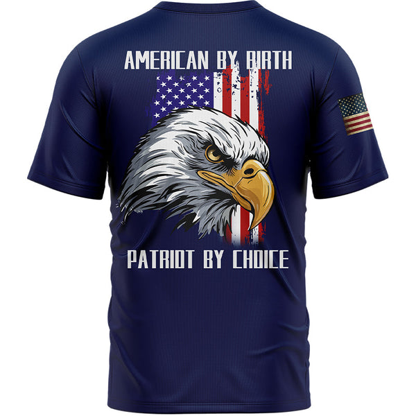 American By Birth Patriot By Choice Custom Navy American Patriot Name T-Shirt
