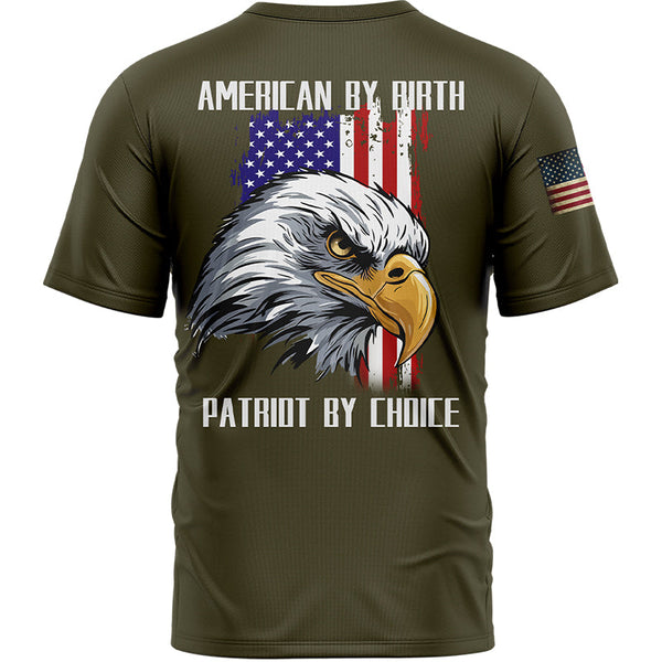 American By Birth Patriot By Choice Custom Olive American Patriot Name T-Shirt