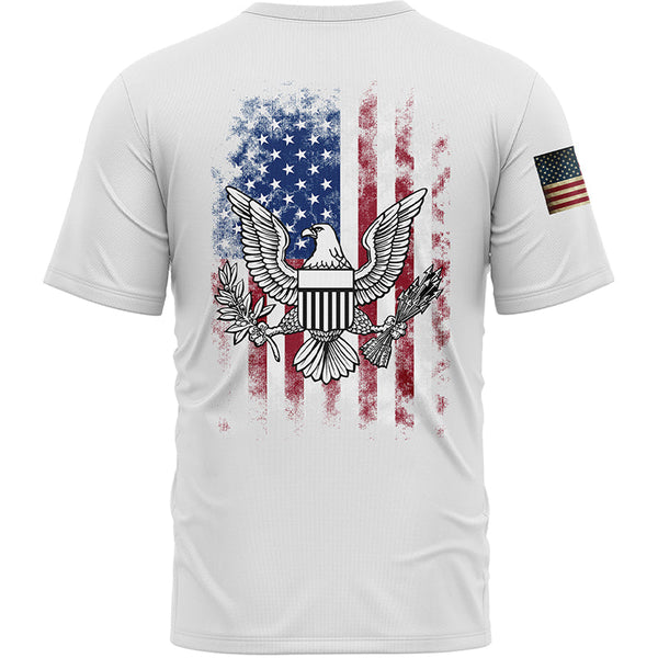 Custom White American Patriot Name T-Shirt