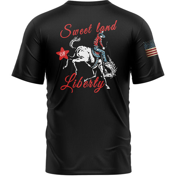 Sweet Land Of Liberty Custom Black American Patriot Name T-Shirt