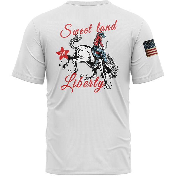 Sweet Land Of Liberty Custom White American Patriot Name T-Shirt