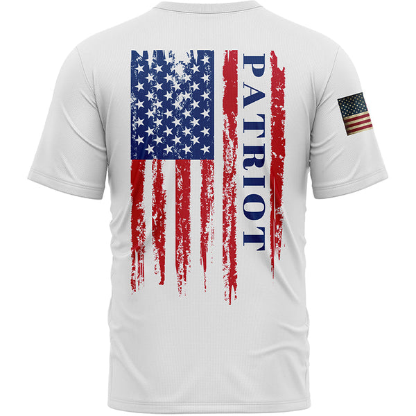 Custom White American Patriot Name T-Shirt