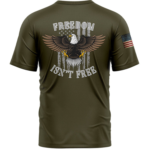 Freedom Isn't Free Custom Olive Eagle American Patriot Name T-Shirt