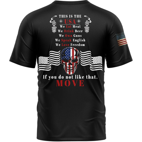 This Is The USA Custom Black Skull American Patriot Name T-Shirt