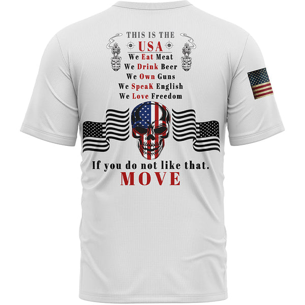 This Is The USA Custom White Skull American Patriot Name T-Shirt