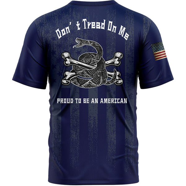 Don't Tread On Me Proud To Be An American Custom Navy American Patriot Name T-Shirt