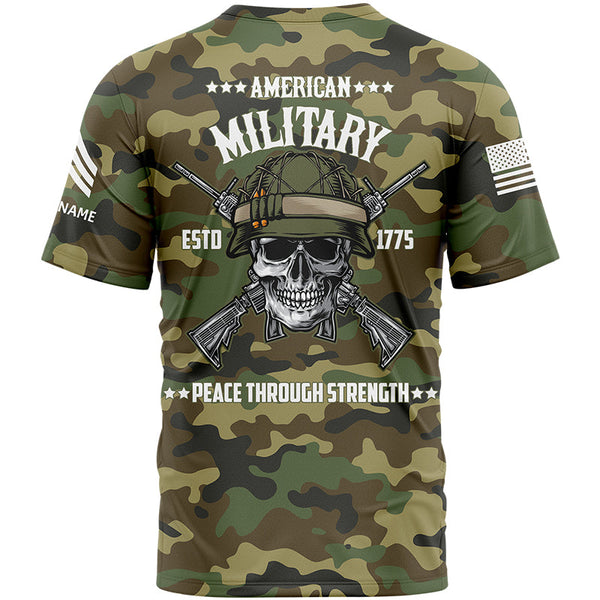 Custom Camo Skull U.S Army Military Rank Sergeant Name T-Shirt