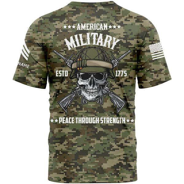 Custom Camo Skull U.S Army Military Rank Sergeant Name T-Shirt