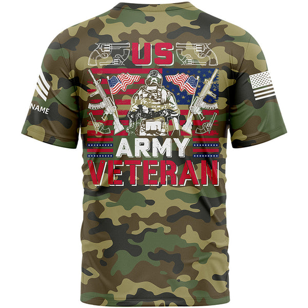 Custom Camo American Flag U.S Army Military Rank Sergeant Name T-Shirt