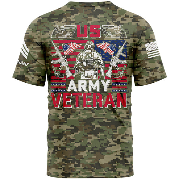 Custom Camo American Flag U.S Army Military Rank Sergeant Name T-Shirt