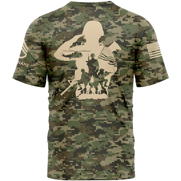 Custom Camo U.S Army Military Rank Staff sergeant Veteran Name T-Shirt | Father's Day Gifts