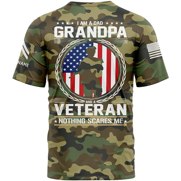 Custom Camo I'M A Dad Grandpa 1776 Flag U.S Army Military Rank Corporal Name Veterans Day T-Shirt | Father's Day Gifts