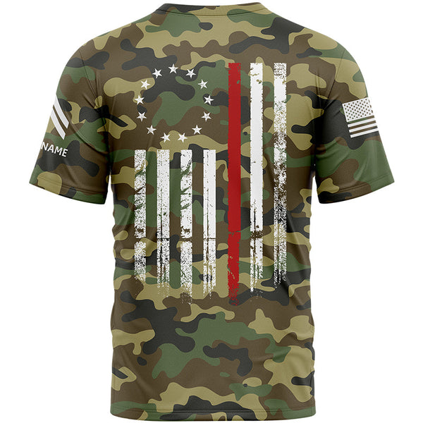 Custom Camo American Flag U.S Army Military Rank Corporal Veteran Name T-Shirt | Father's Day Gifts
