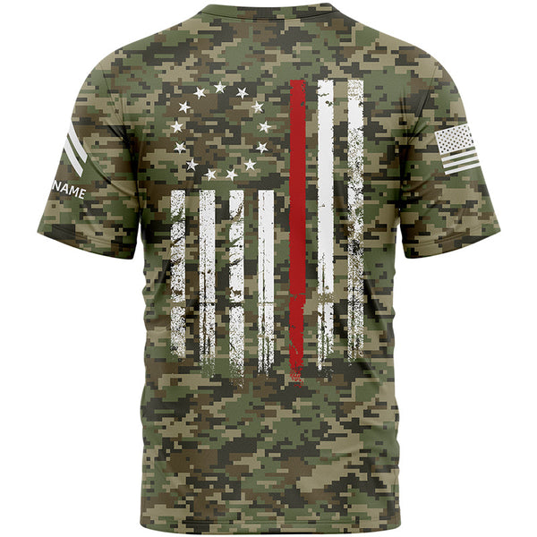 Custom Camo American Flag U.S Army Military Rank Corporal Veteran Name T-Shirt | Father's Day Gifts