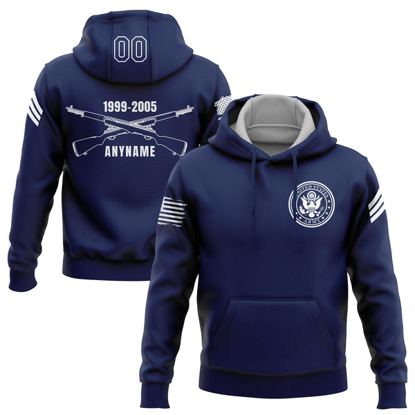 Custom Navy U.S Army Military Rank Veteran Name Number Hoodie