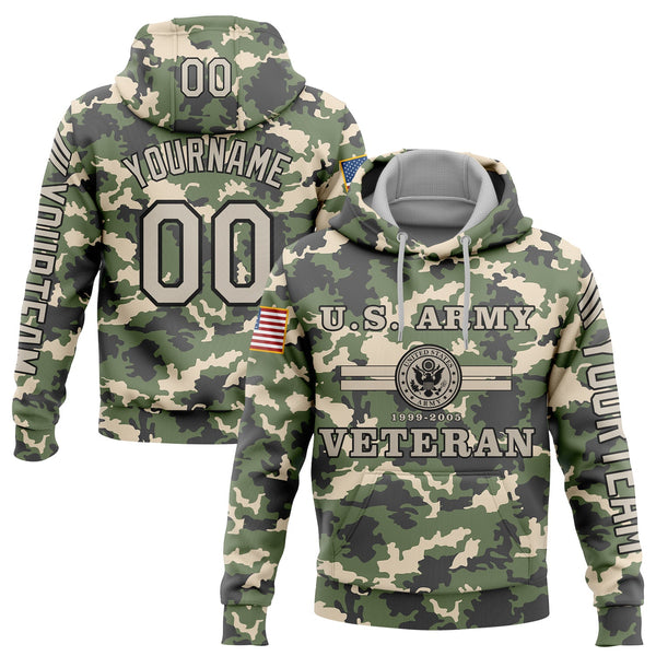 Custom Camo U.S Army Military Rank Veteran Name Number Hoodie