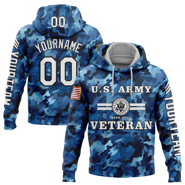 Custom Camo U.S Army Military Rank Veteran Name Number Hoodie