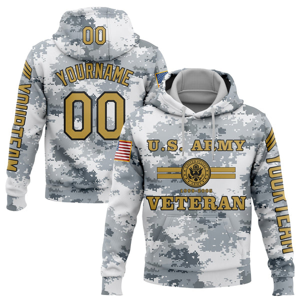 Custom Camo U.S Army Military Rank Veteran Name Number Hoodie