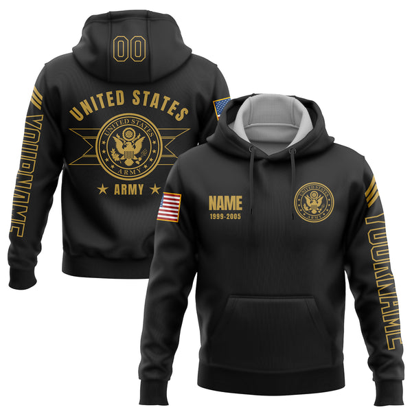 Custom Black U.S Army Military Veteran Name Hoodie