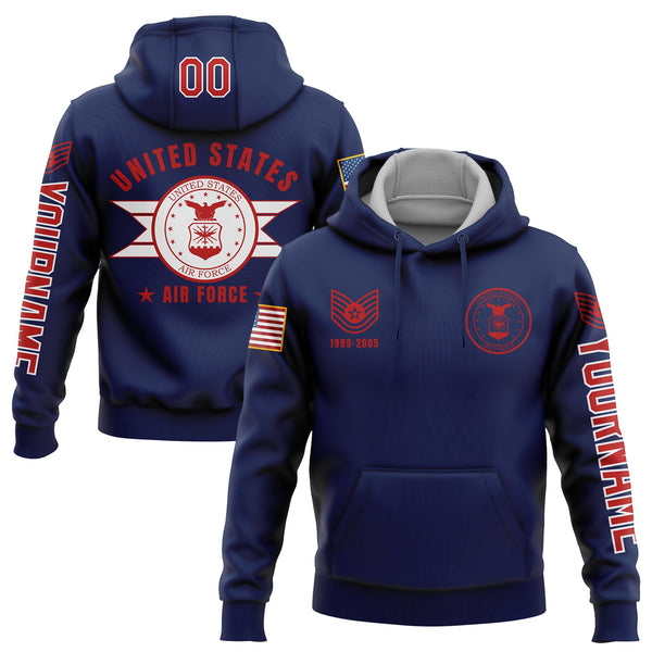 Custom Navy U.S Air Force Military Rank Veteran Name Number Hoodie