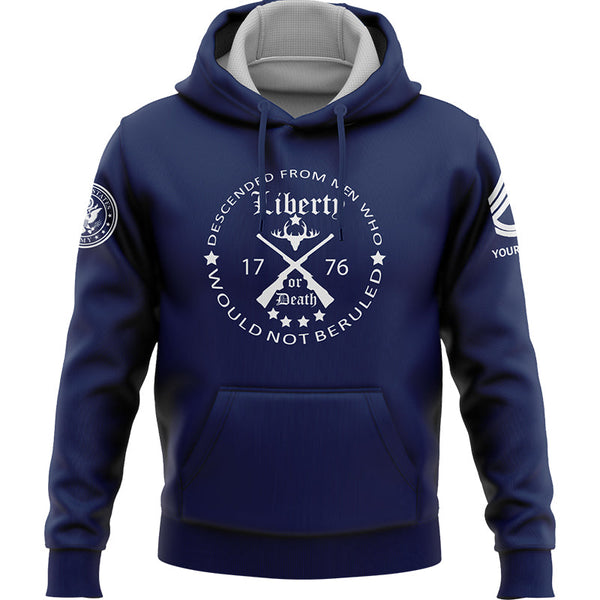 Custom Navy Descended From Men Who Would Not Beruled 1776 Military Rank Veteran Name Hoodie