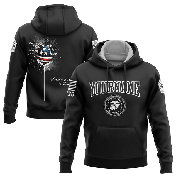 Custom Black Military Rank Name Independence Day Hoodie | Father's Day Gifts