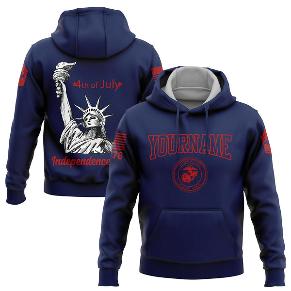 Custom Navy The Statue of Liberty 4th Of July Military Rank Name Independence Day Hoodie | Father's Day Gifts