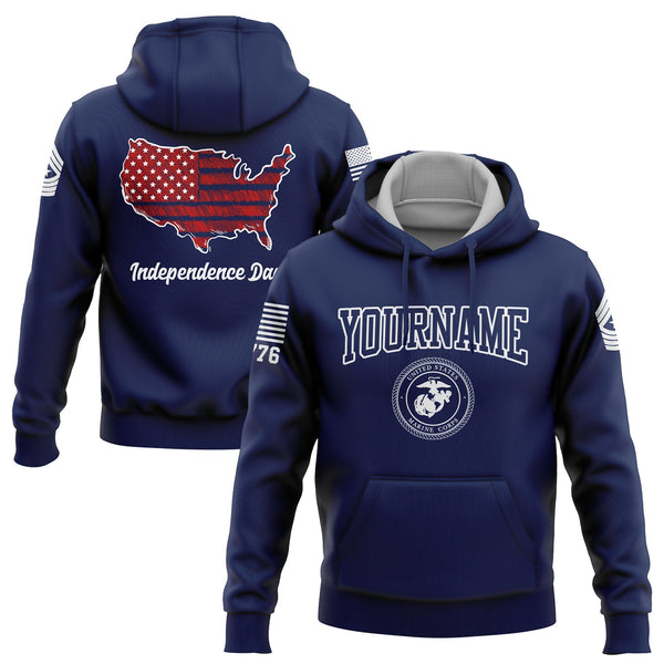 Custom Navy USA Map Military Rank Name Independence Day Day Hoodie | Father's Day Gifts