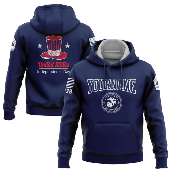 Custom Navy United States Military Rank Name Independence Day Hoodie | Father's Day Gifts