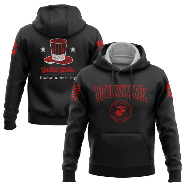 Custom Black United States Military Rank Name Independence Day Hoodie | Father's Day Gifts