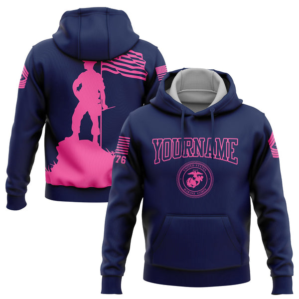 Custom Navy American Flag Military Rank Name Independence Day Hoodie | Father's Day Gifts