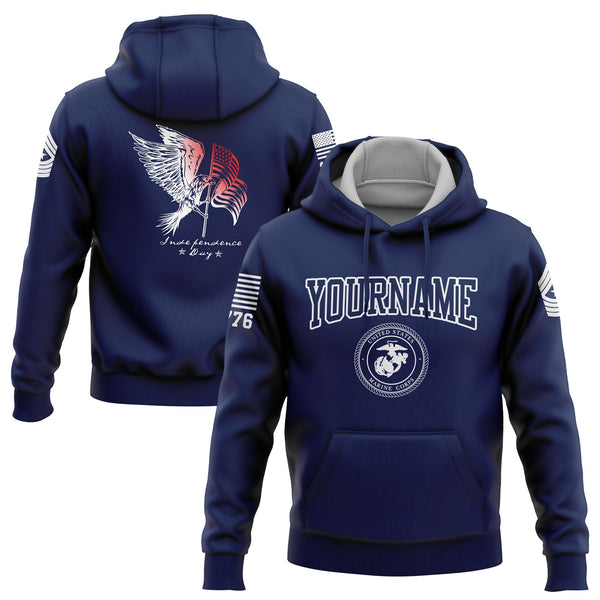 Custom Navy Eagle American Flag Military Rank Name Independence Day Hoodie | Father's Day Gifts