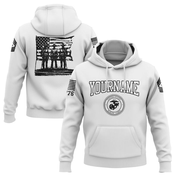 Custom White American History Flag Military Rank Name Independence Day Hoodie | Father's Day Gifts