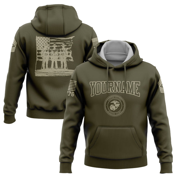 Custom Olive American History Flag Military Rank Name Independence Day Hoodie | Father's Day Gifts