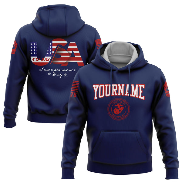 Custom Navy USA Military Rank Name Independence Day Hoodie | Father's Day Gifts