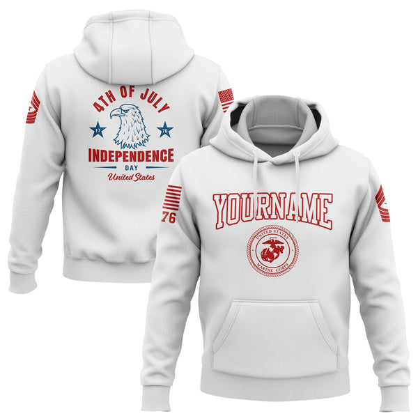 Custom White Eagle 4th Of July Military Rank Name Independence Day Hoodie | Father's Day Gifts