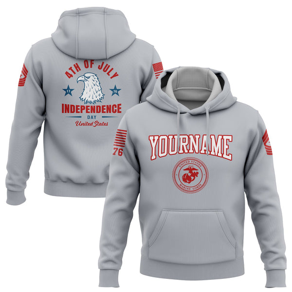 Custom Grey Eagle 4th Of July Military Rank Name Independence Day Hoodie | Father's Day Gifts