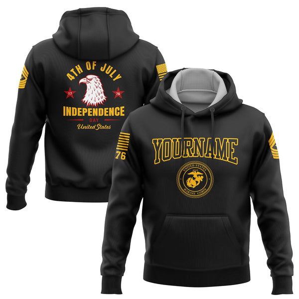 Custom Black Eagle 4th Of July Military Rank Name Independence Day Hoodie | Father's Day Gifts