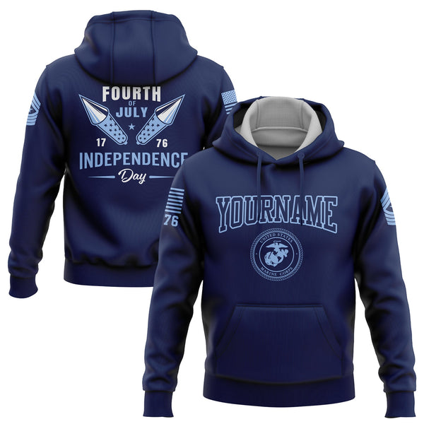 Custom Navy Fourth Of July Military Rank Name Independence Day Hoodie | Father's Day Gifts