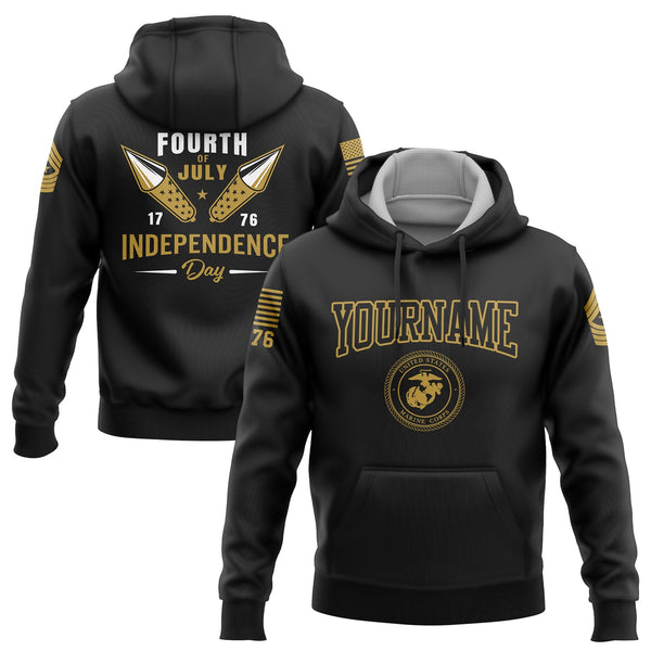 Custom Black Fourth Of July Military Rank Name Independence Day Hoodie | Father's Day Gifts