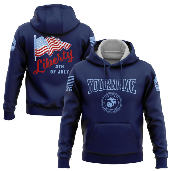Custom Navy American Flag Military Rank Name Independence Day Hoodie | Father's Day Gifts