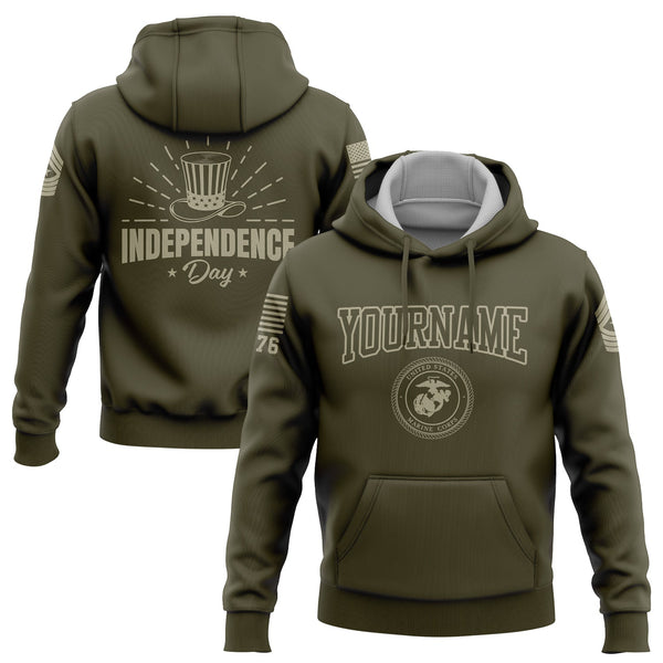Custom Olive Magic Hat Military Rank Name Independence Day Hoodie | Father's Day Gifts