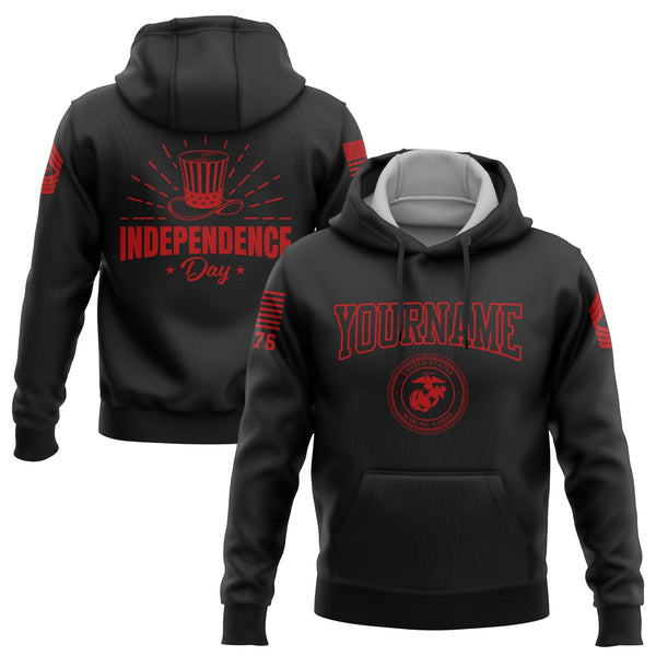 Custom Black Magic Hat Military Rank Name Independence Day Hoodie | Father's Day Gifts