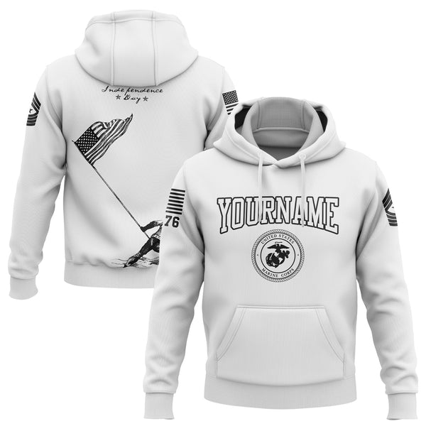 Custom White American Flag Military Rank Name Independence Day Hoodie | Father's Day Gifts