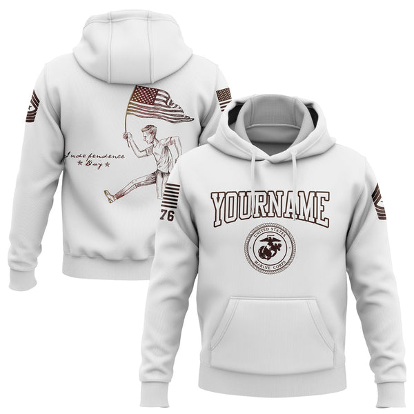 Custom White American Flag Military Rank Name Independence Day Hoodie | Father's Day Gifts