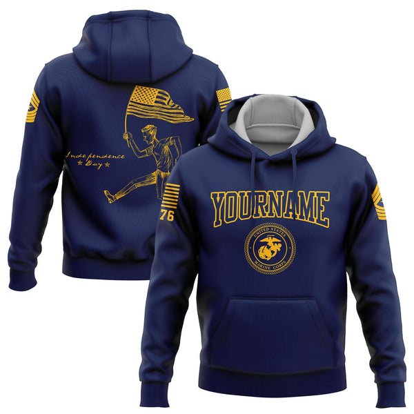 Custom Navy American Flag Military Rank Name Independence Day Hoodie | Father's Day Gifts