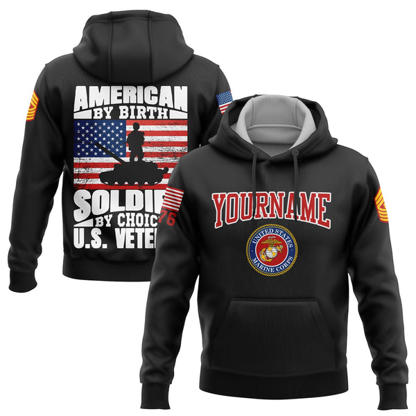 Custom Black American By Birth Soldier By Choice 1776 Military Rank Name Veterans Day Hoodie | Father's Day Gifts