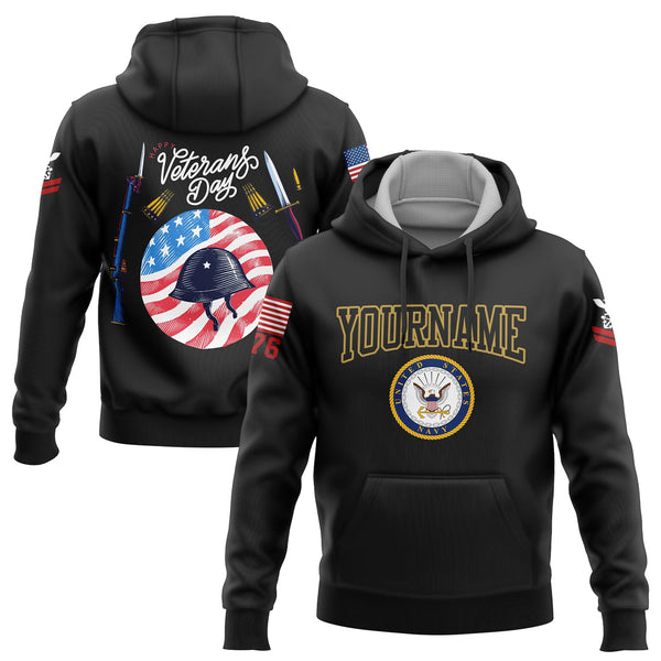 Custom Black Helmet 1776 Flag U.S Navy Military Rank Name Veterans Day Hoodie | Father's Day Gifts