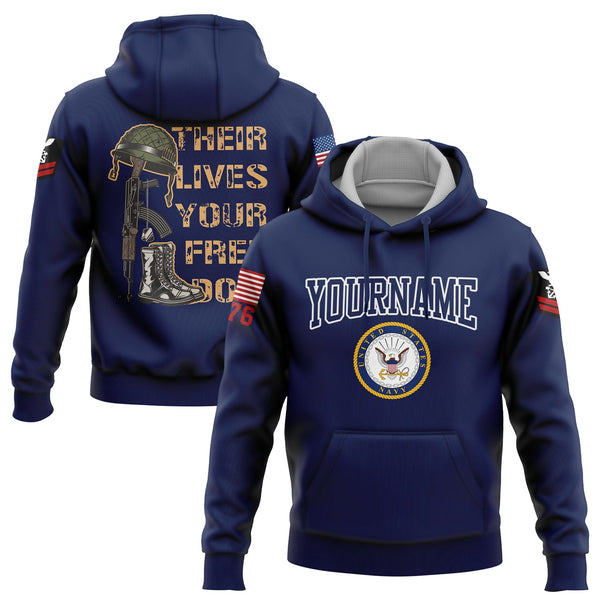 Custom Navy Their Lives Your Freedom 1776 U.S Marine Corps Military Rank Name Memorial Day Hoodie