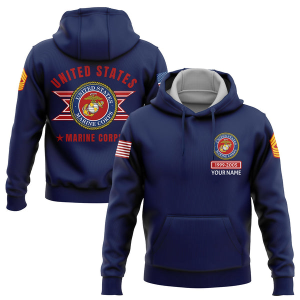 Custom Navy U.S Marine Corps Military Rank Name Hoodie